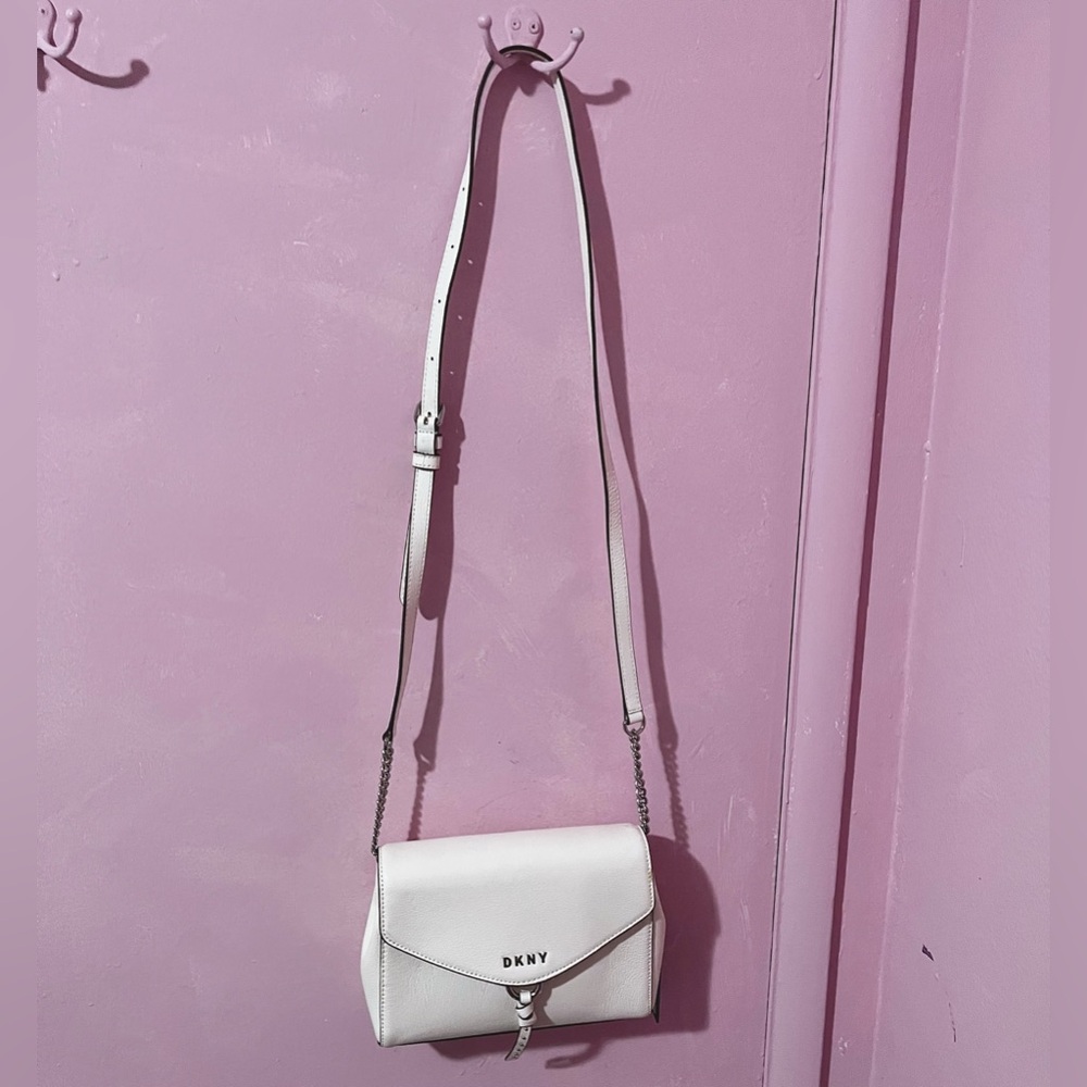 DKNY Lola Flap Leather Crossbody (White)